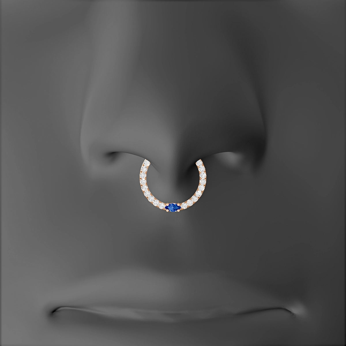 Inanna | 18k Rose Gold 9.5 mm Marquise Sapphire & Diamond Septum Piercing