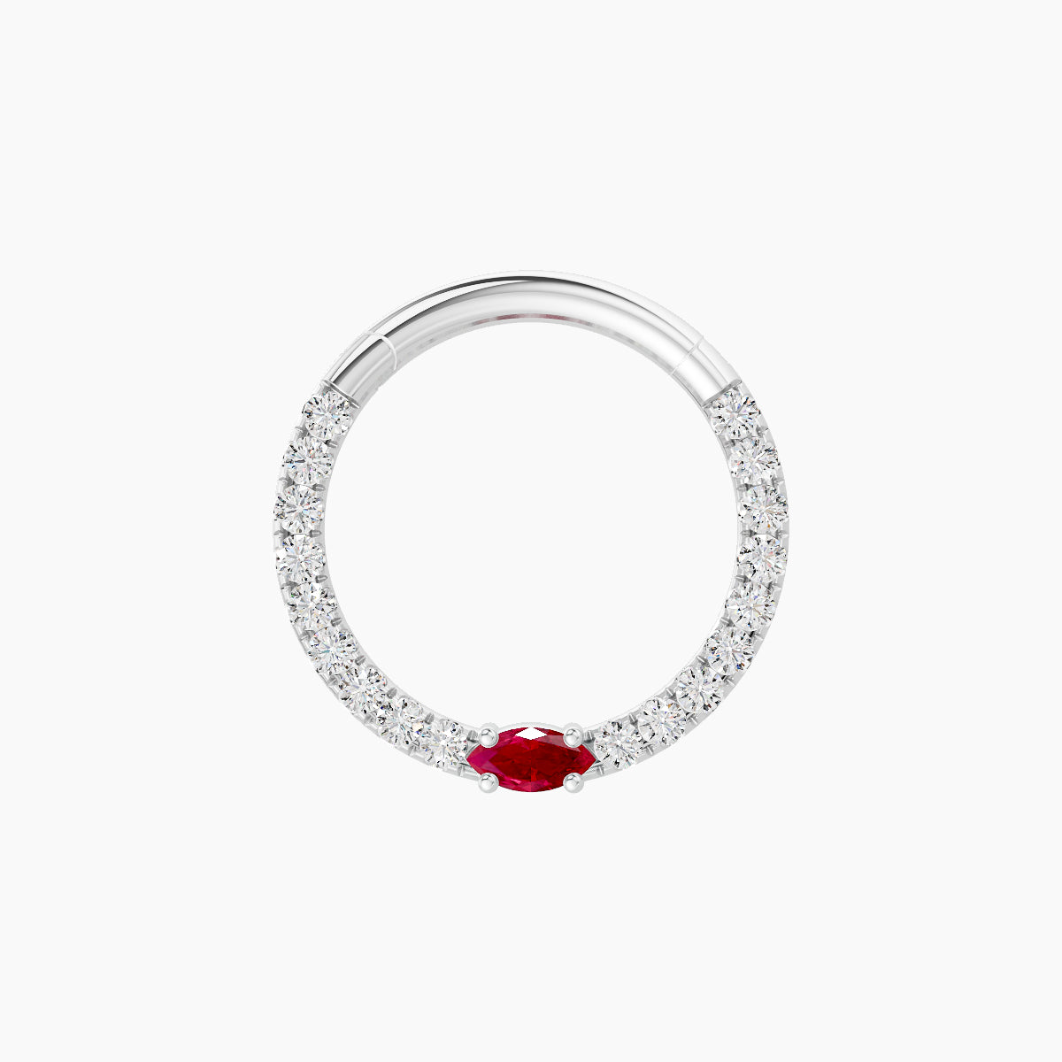 Inanna | 18k White Gold 9.5 mm Marquise Ruby & Diamond Septum Piercing