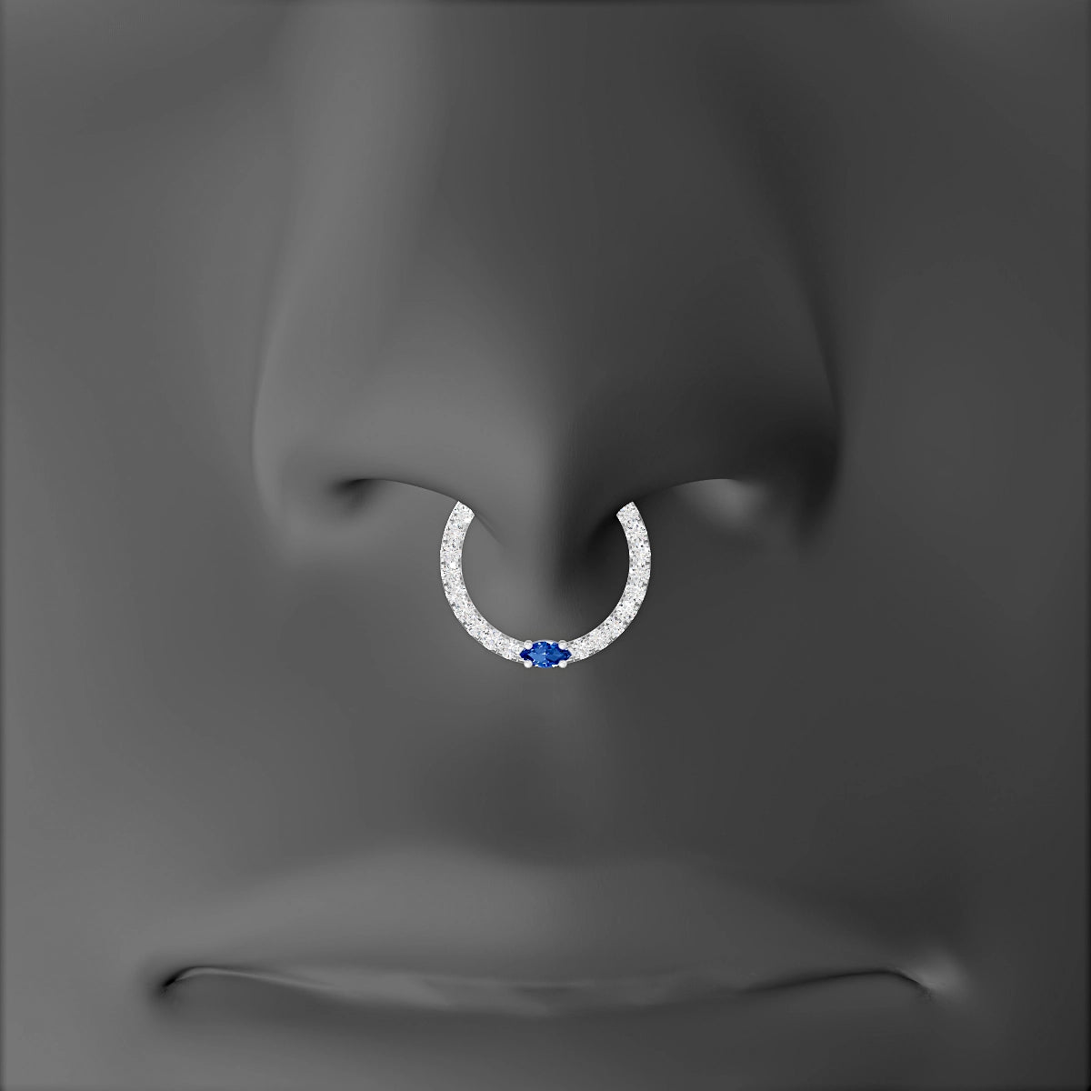 Inanna | 18k White Gold 9.5 mm Marquise Sapphire & Diamond Septum Piercing