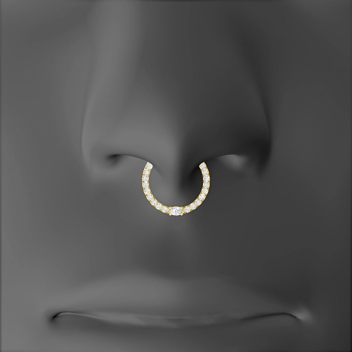 Inanna | 18k Yellow Gold 9.5 mm Marquise Diamond Septum Piercing