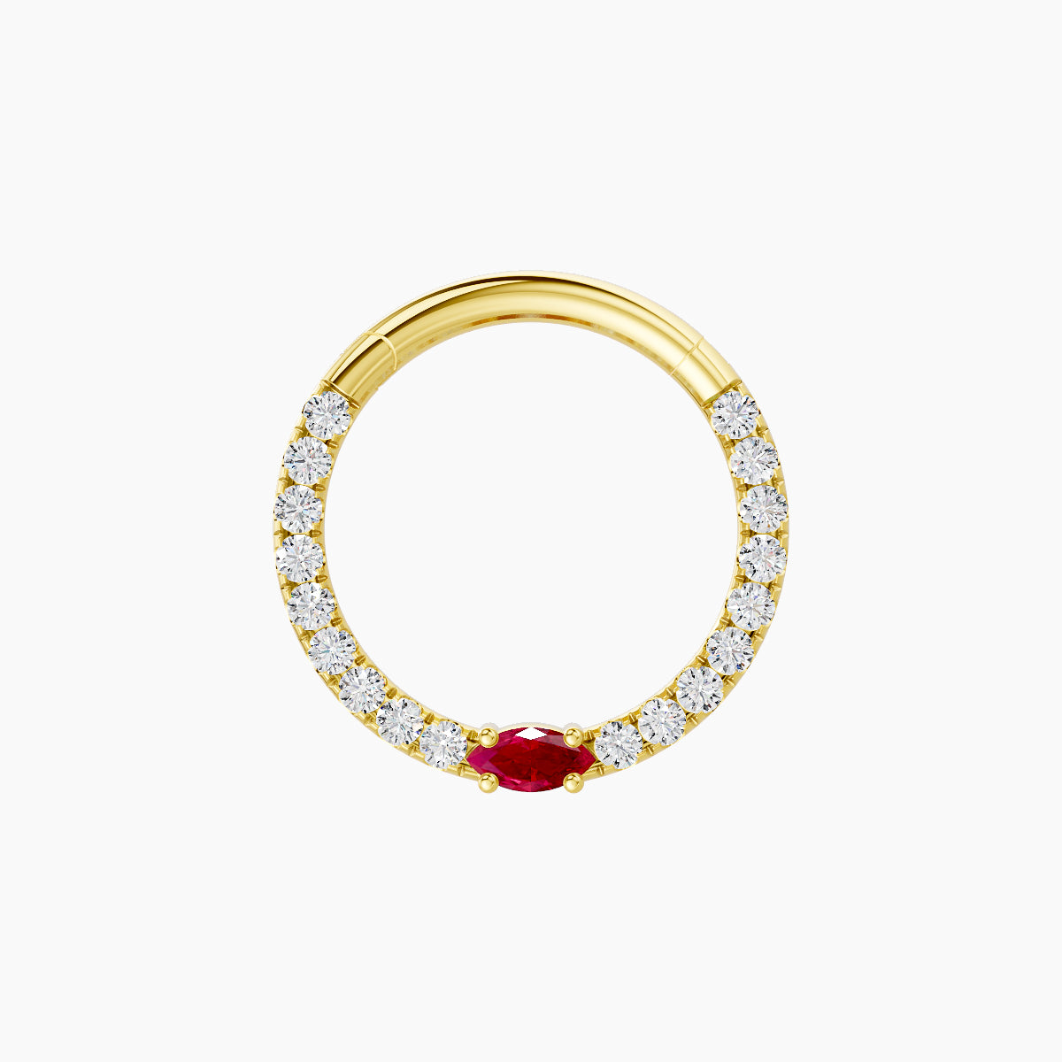Inanna | 18k Yellow Gold 9.5 mm Marquise Ruby & Diamond Septum Piercing
