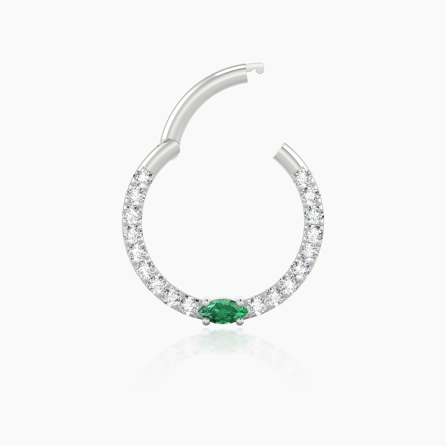 Inanna | 18k White Gold 9.5 mm Marquise Emerald & Diamond Septum Piercing