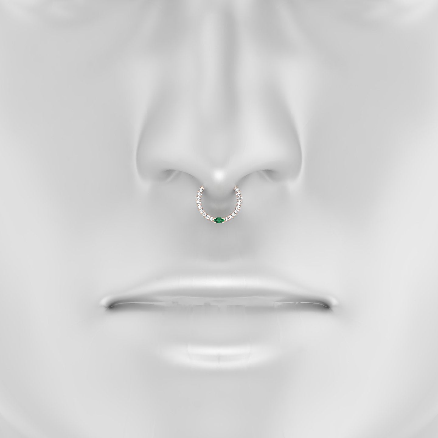 Inanna | 18k Rose Gold 9.5 mm Marquise Emerald & Diamond Septum Piercing