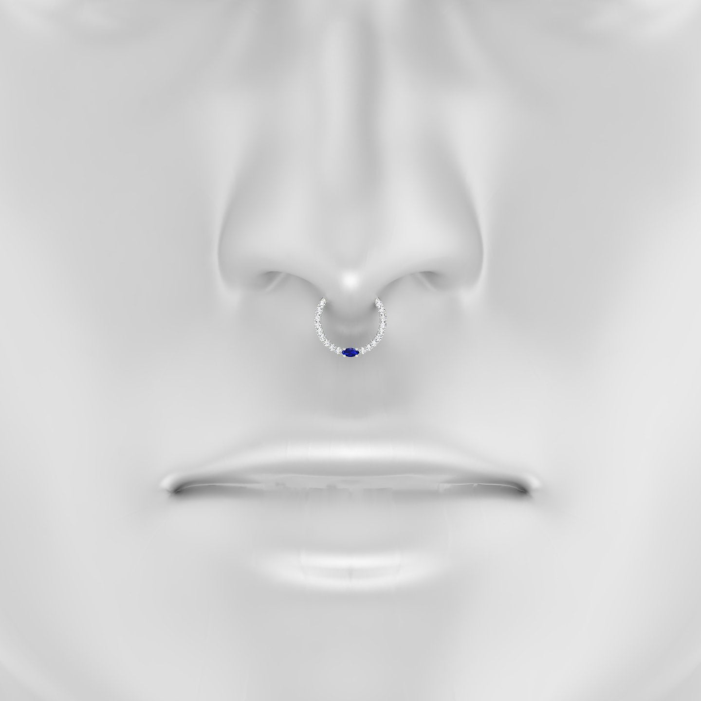 Inanna | 18k White Gold 9.5 mm Marquise Sapphire & Diamond Septum Piercing