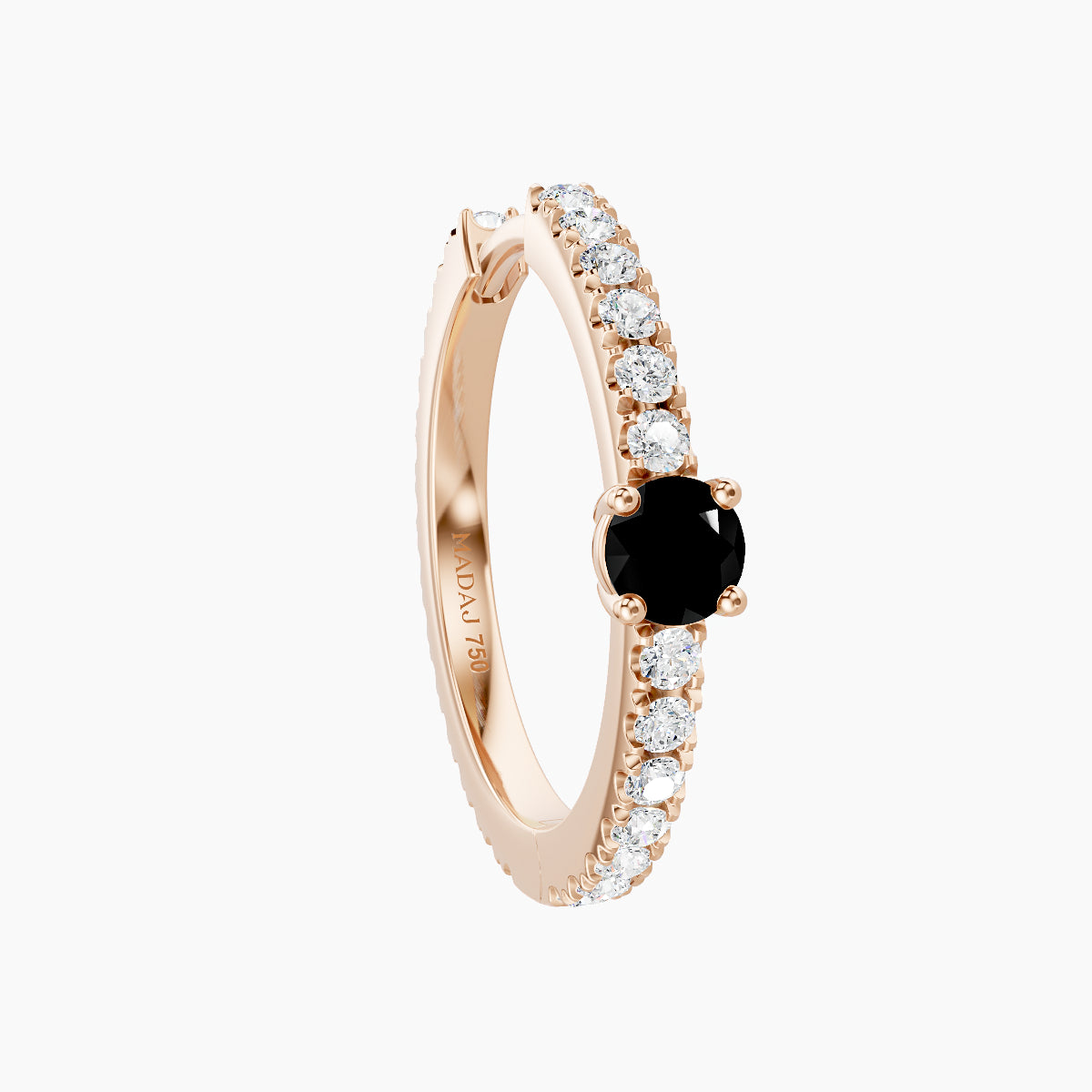 Inanna | 18k Rose Gold 11 mm Round Black Diamond & Diamond Hoop Piercing