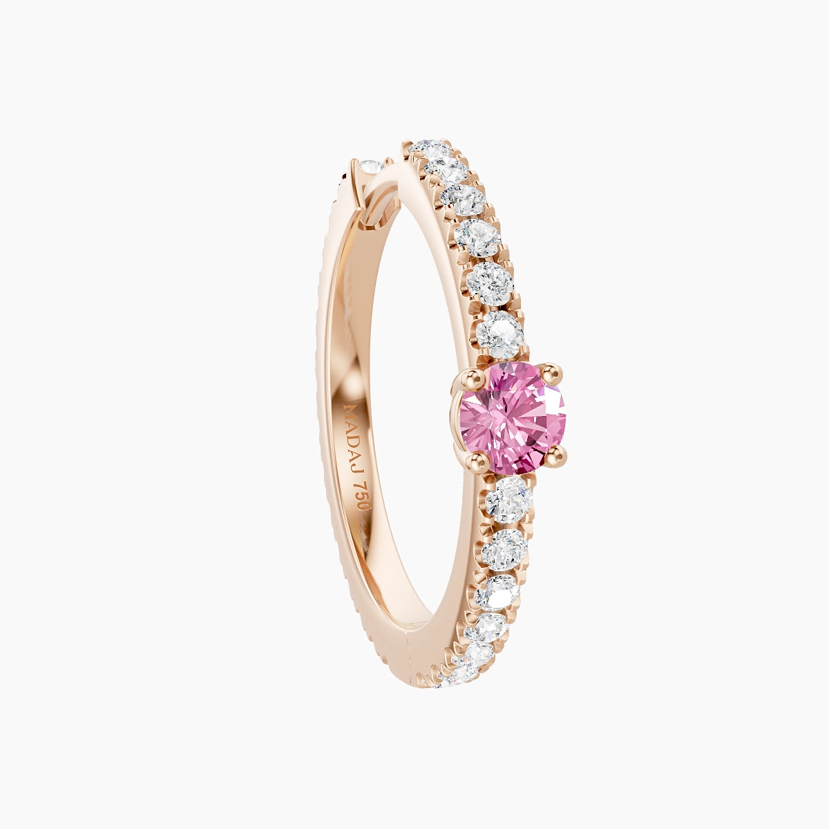 Inanna | 18k Rose Gold 11 mm Round Pink Sapphire & Diamond Hoop Piercing
