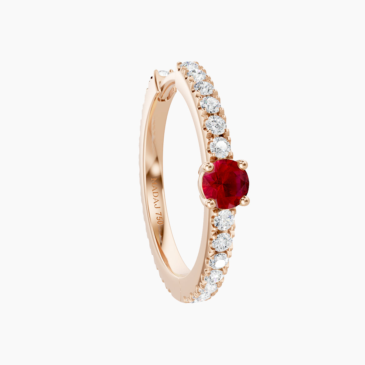 Inanna | 18k Rose Gold 11 mm Round Ruby & Diamond Hoop Piercing