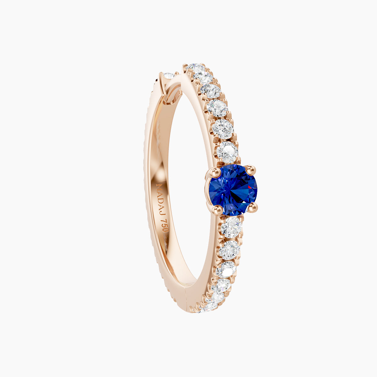 Inanna | 18k Rose Gold 11 mm Round Sapphire & Diamond Hoop Piercing