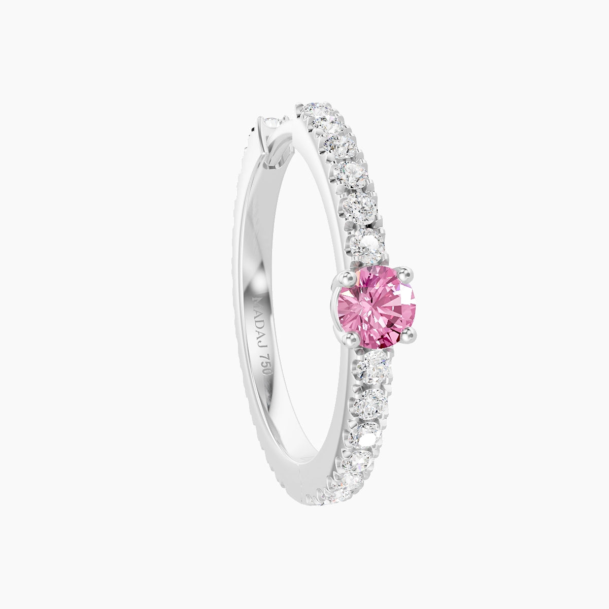 Inanna | 18k White Gold 11 mm Round Pink Sapphire & Diamond Hoop Piercing