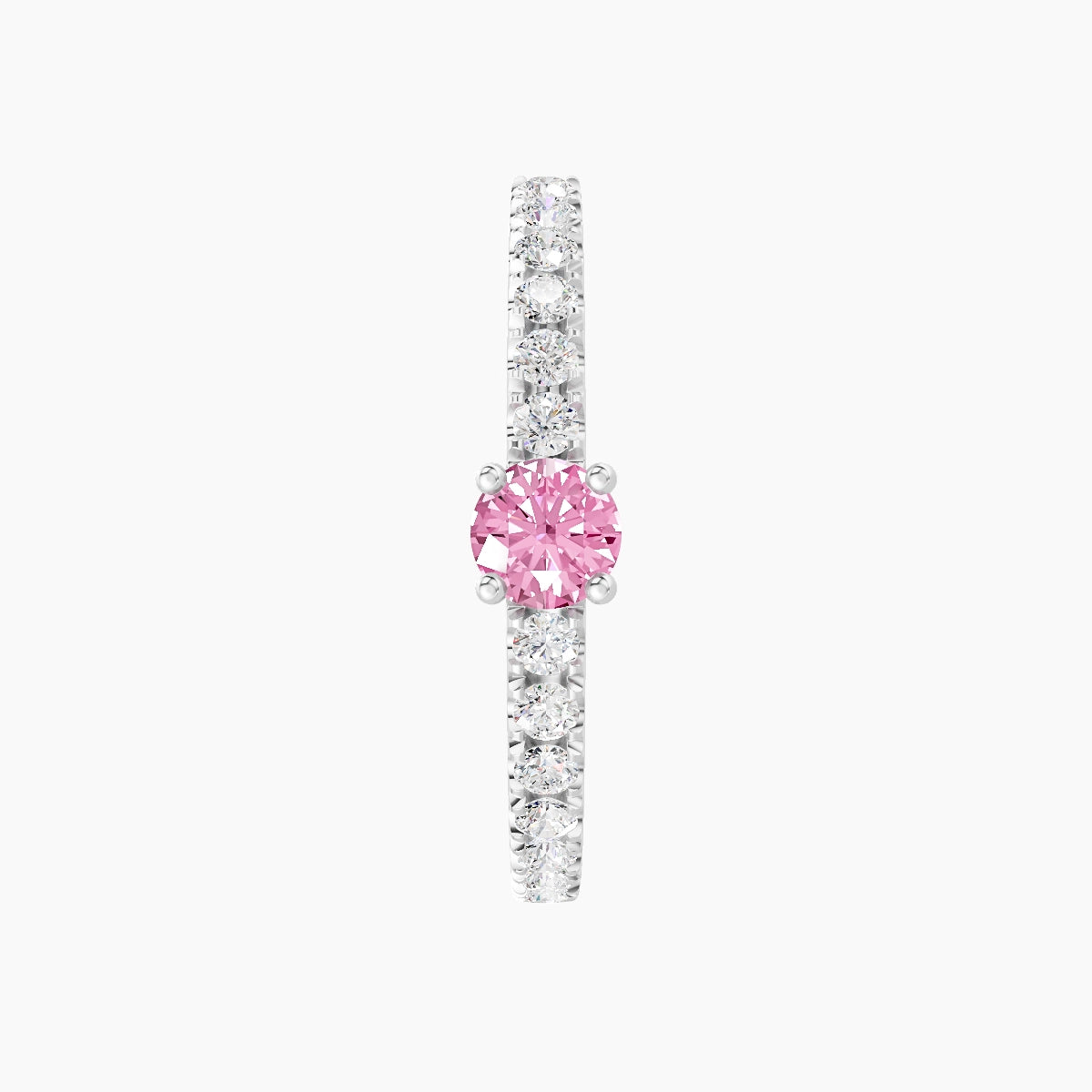 Inanna | 18k White Gold 11 mm Round Pink Sapphire & Diamond Hoop Piercing