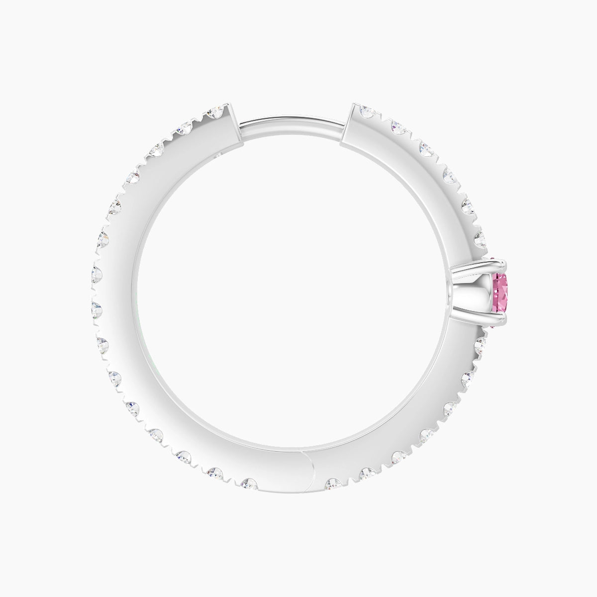 Inanna | 18k White Gold 11 mm Round Pink Sapphire & Diamond Hoop Piercing