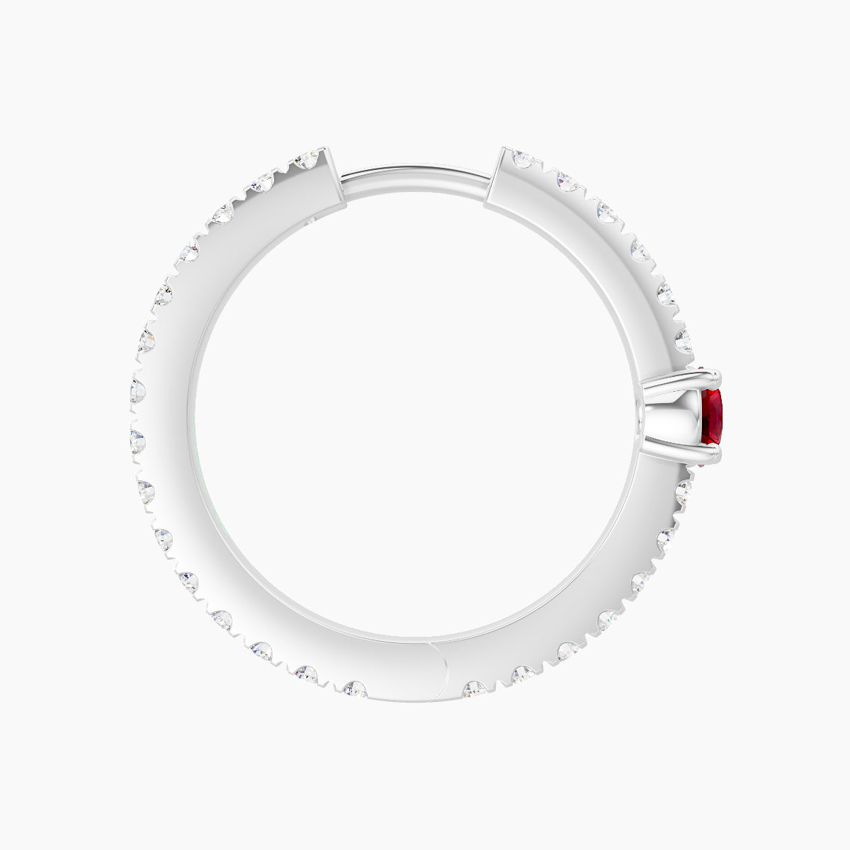 Inanna | 18k White Gold 11 mm Round Ruby & Diamond Hoop Piercing