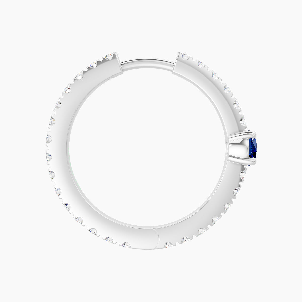 Inanna | 18k White Gold 11 mm Round Sapphire & Diamond Hoop Piercing