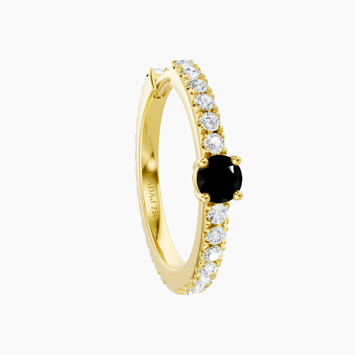 Inanna | 18k Yellow Gold 11 mm Round Black Diamond & Diamond Hoop Piercing