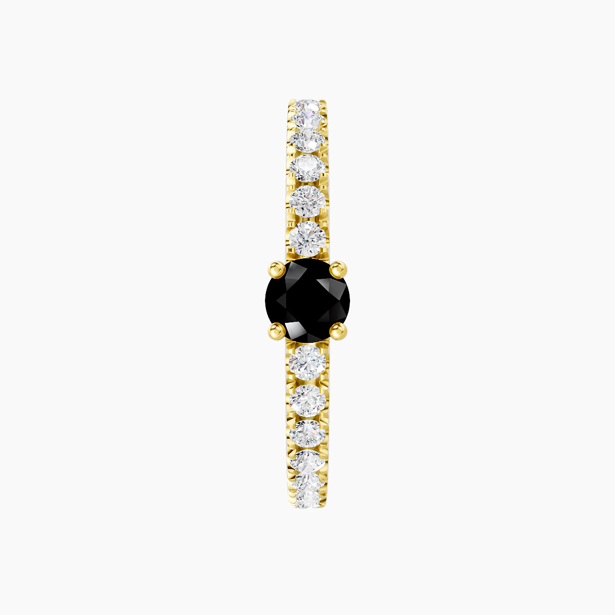 Inanna | 18k Yellow Gold 11 mm Round Black Diamond & Diamond Hoop Piercing