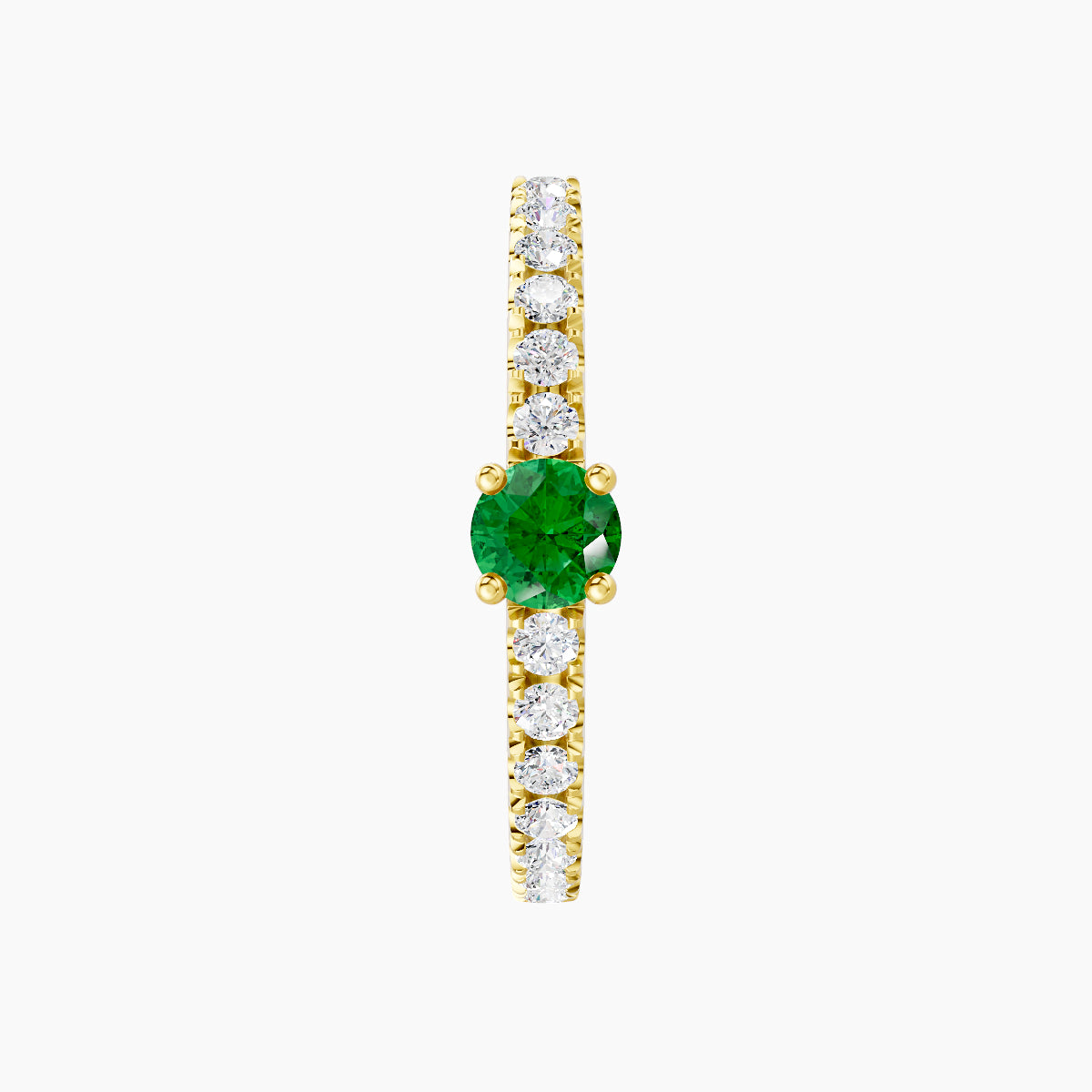 Inanna | 18k Yellow Gold 11 mm Round Emerald & Diamond Hoop Piercing