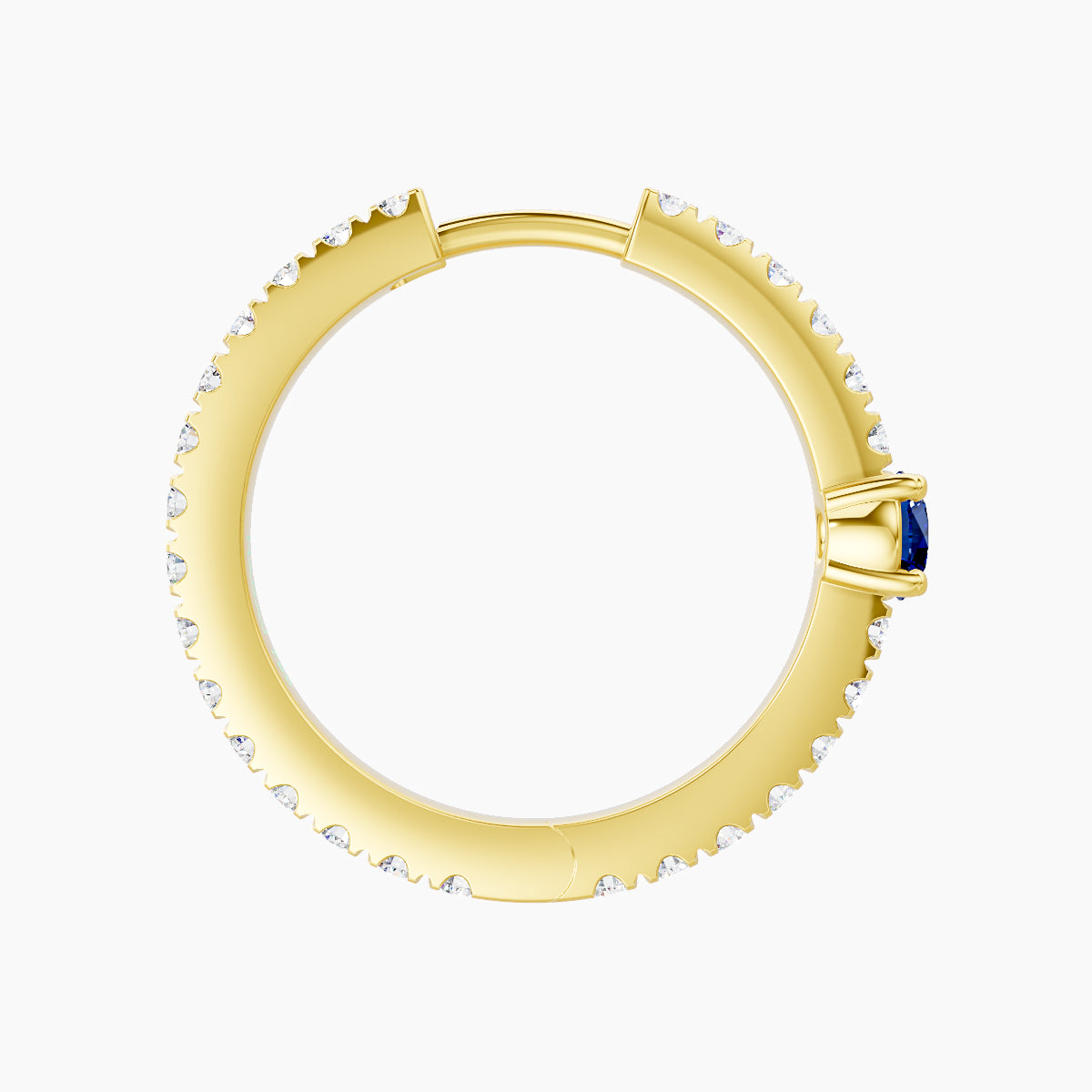 Inanna | 18k Yellow Gold 11 mm Round Sapphire & Diamond Hoop Piercing