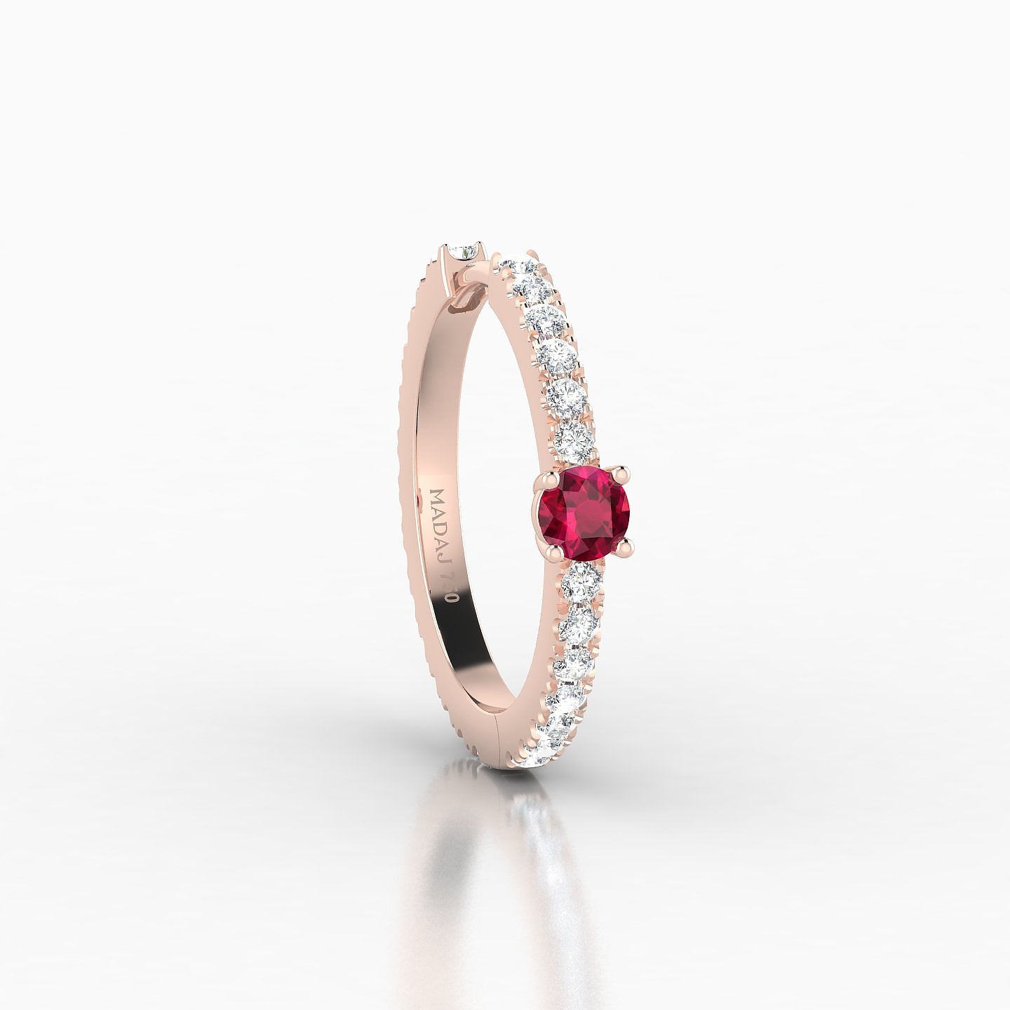 Inanna | 18k Rose Gold 11 mm Round Ruby & Diamond Hoop Piercing