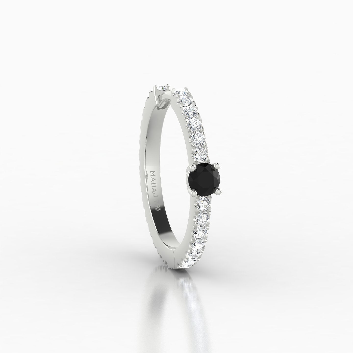 Inanna | 18k White Gold 11 mm Round Black Diamond & Diamond Hoop Piercing