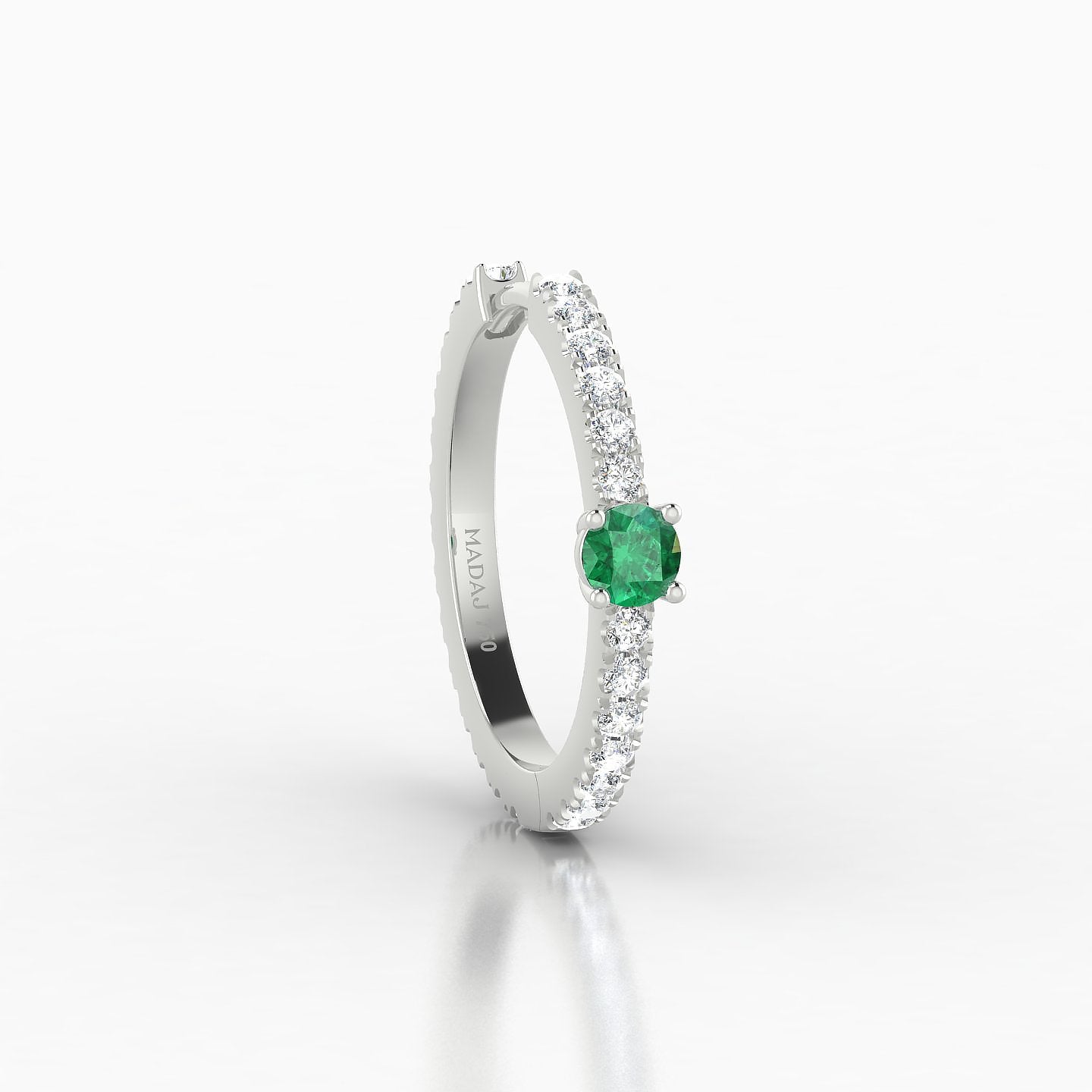 Inanna | 18k White Gold 11 mm Round Emerald & Diamond Hoop Piercing