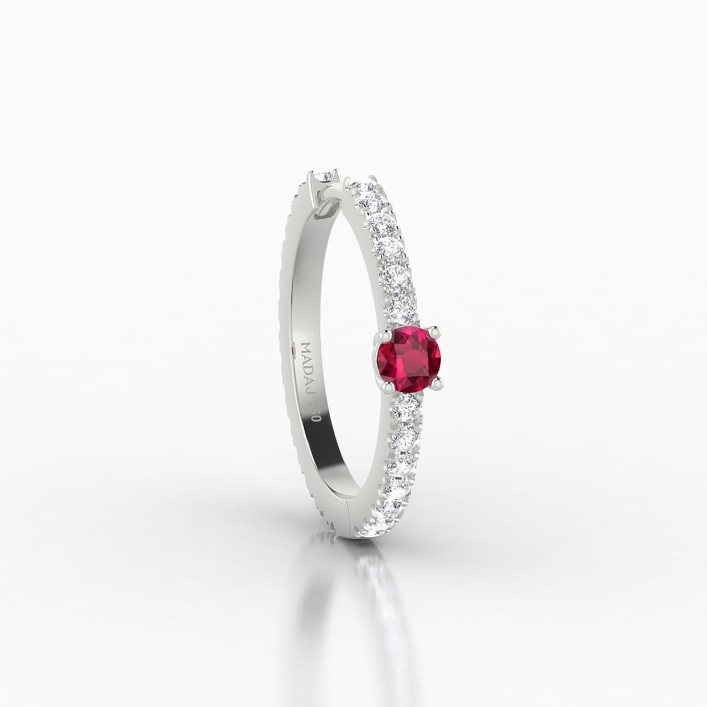 Inanna | 18k White Gold 11 mm Round Ruby & Diamond Hoop Piercing