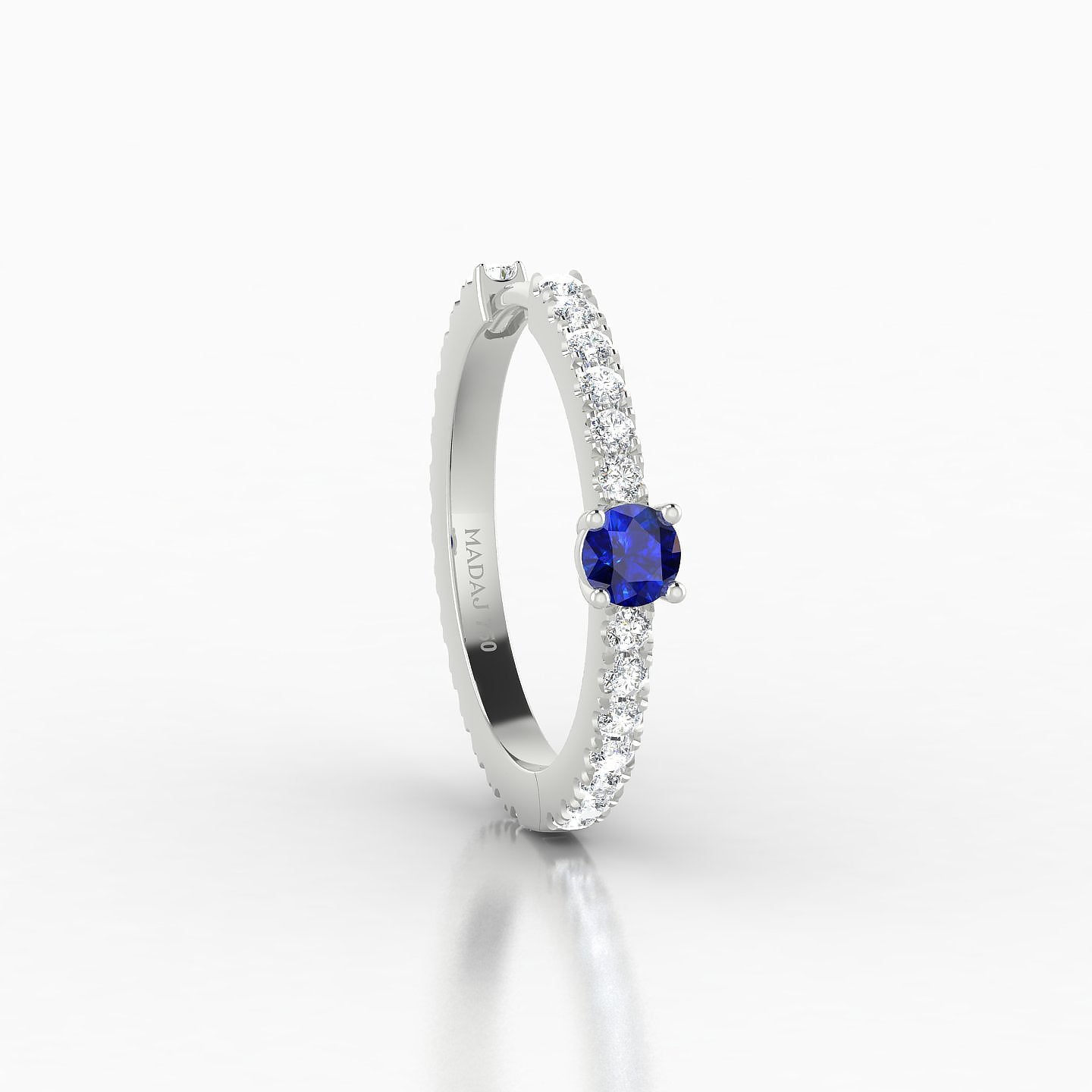 Inanna | 18k White Gold 11 mm Round Sapphire & Diamond Hoop Piercing