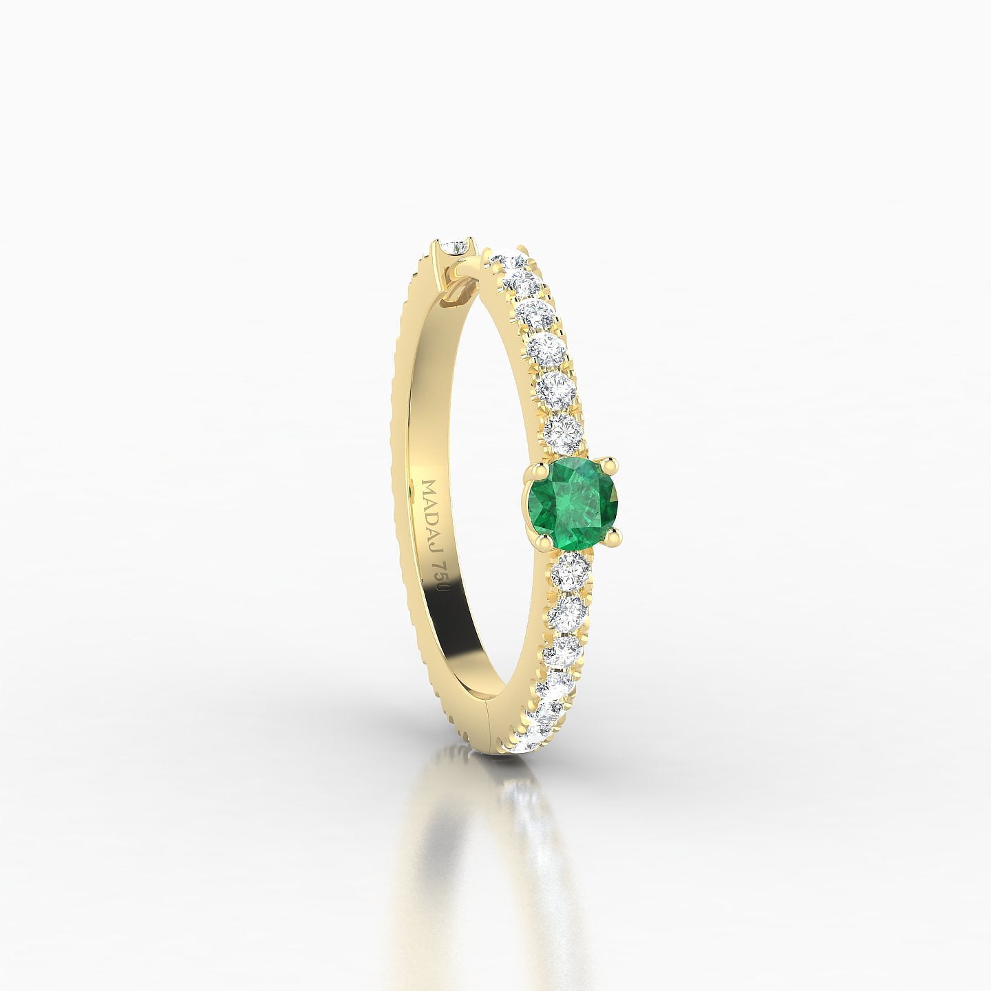 Inanna | 18k Yellow Gold 11 mm Round Emerald & Diamond Hoop Piercing