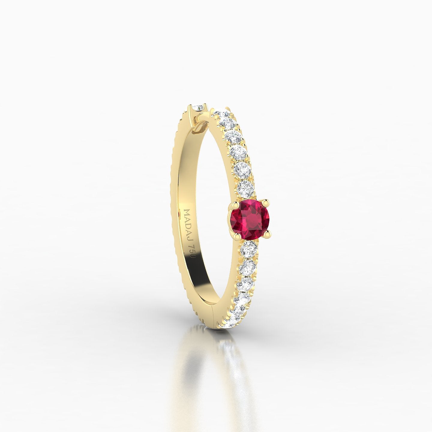 Inanna | 18k Yellow Gold 11 mm Round Ruby & Diamond Hoop Piercing