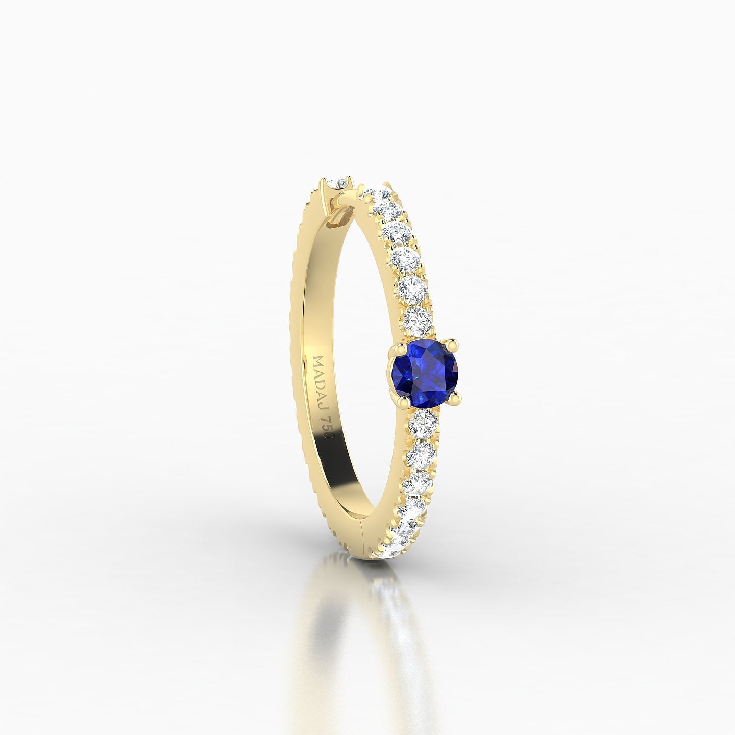 Inanna | 18k Yellow Gold 11 mm Round Sapphire & Diamond Hoop Piercing