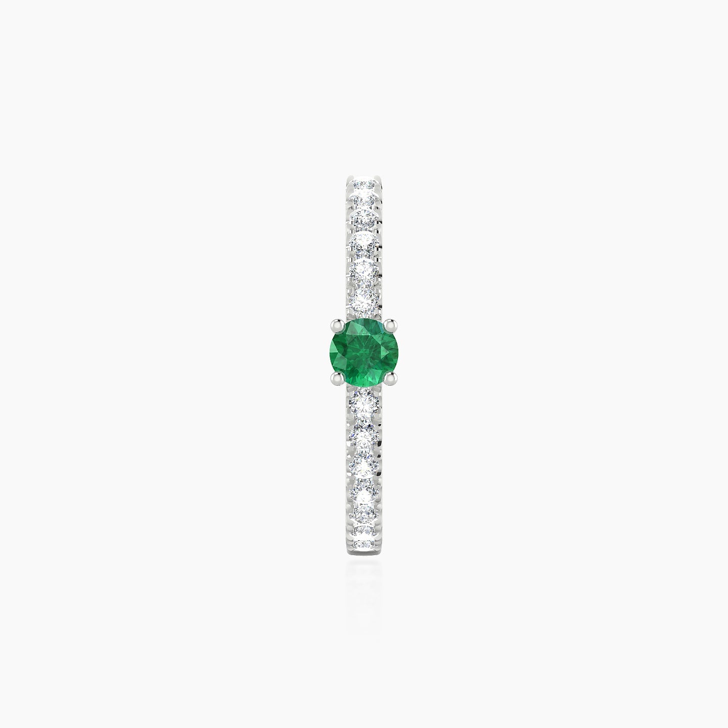 Inanna | 18k White Gold 11 mm Round Emerald & Diamond Hoop Piercing