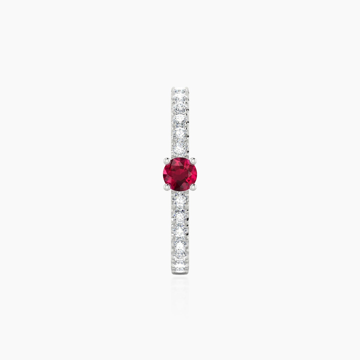 Inanna | 18k White Gold 11 mm Round Ruby & Diamond Hoop Piercing