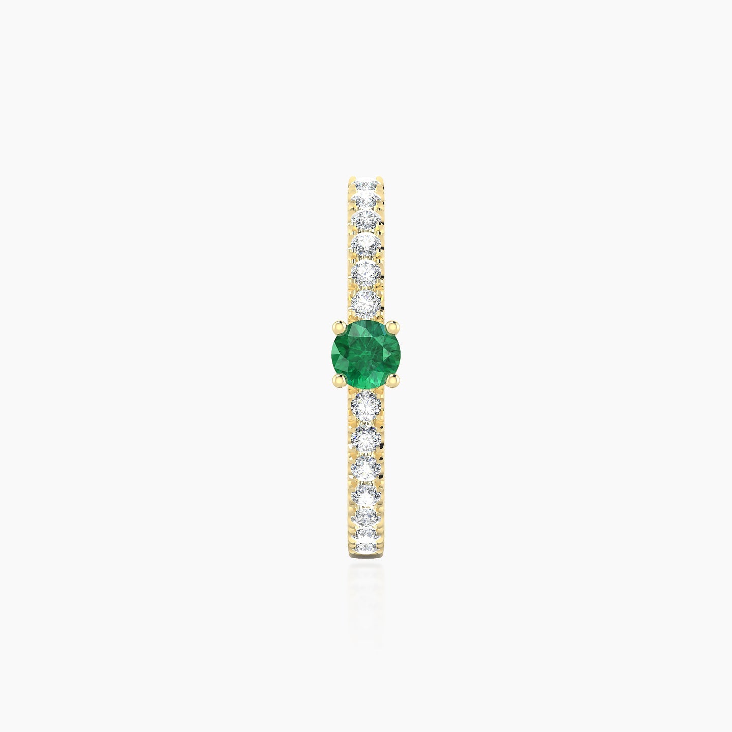 Inanna | 18k Yellow Gold 11 mm Round Emerald & Diamond Hoop Piercing