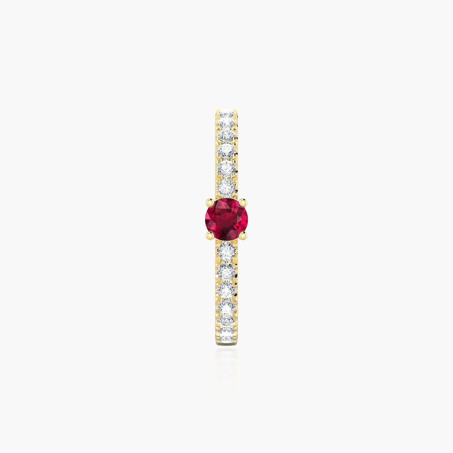 Inanna | 18k Yellow Gold 11 mm Round Ruby & Diamond Hoop Piercing