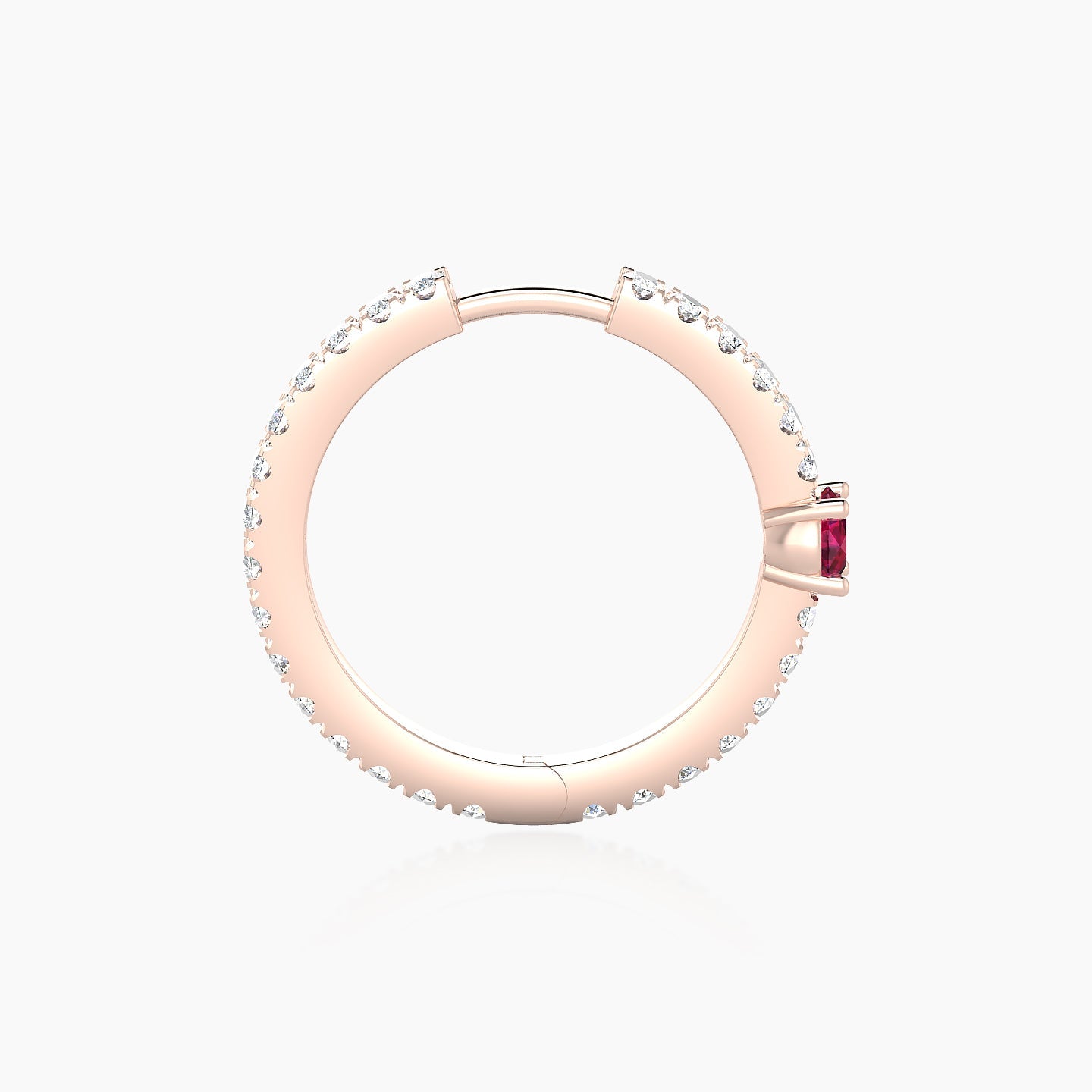 Inanna | 18k Rose Gold 11 mm Round Ruby & Diamond Hoop Piercing