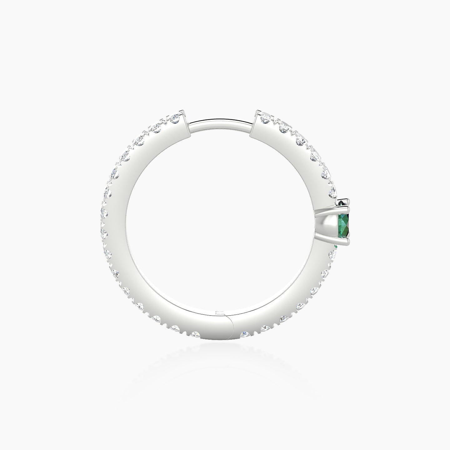 Inanna | 18k White Gold 11 mm Round Emerald & Diamond Hoop Piercing