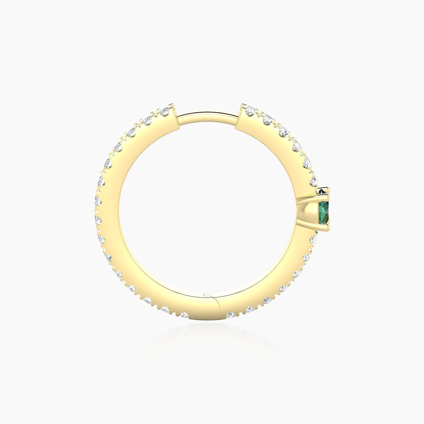 Inanna | 18k Yellow Gold 11 mm Round Emerald & Diamond Hoop Piercing