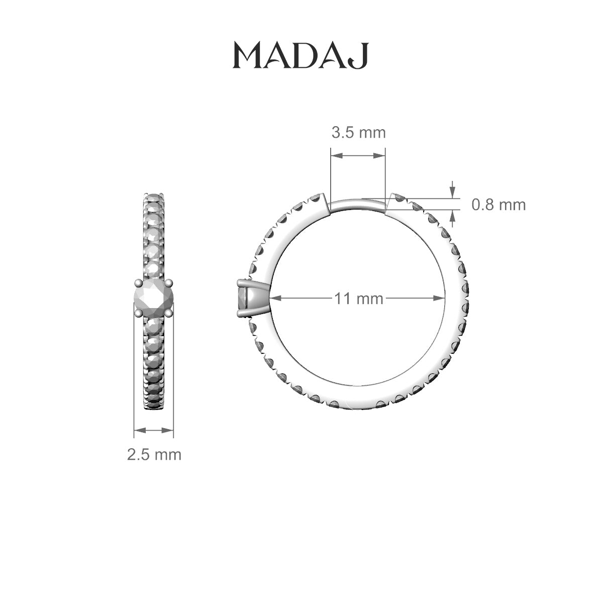 Inanna | 18k White Gold 11 mm Round Emerald & Diamond Hoop Piercing