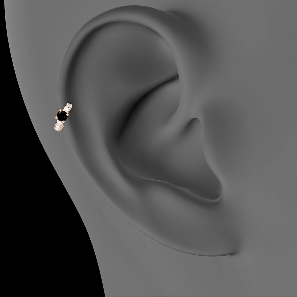 Inanna | 18k Rose Gold 5 mm Round Black Diamond & Diamond Hoop Piercing