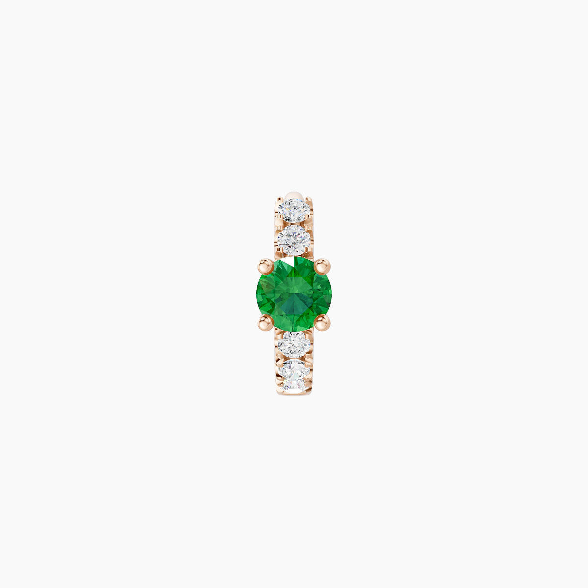 Inanna | 18k Rose Gold 5 mm Round Emerald & Diamond Hoop Piercing