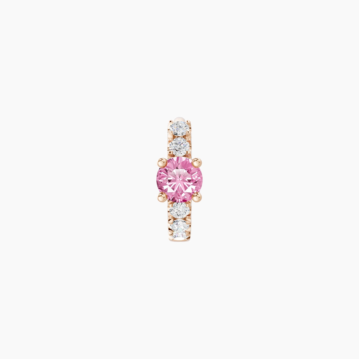 Inanna | 18k Rose Gold 5 mm Round Pink Sapphire & Diamond Hoop Piercing