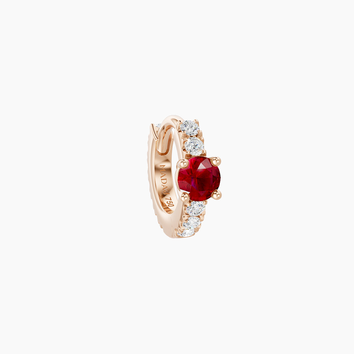 Inanna | 18k Rose Gold 5 mm Round Ruby & Diamond Hoop Piercing
