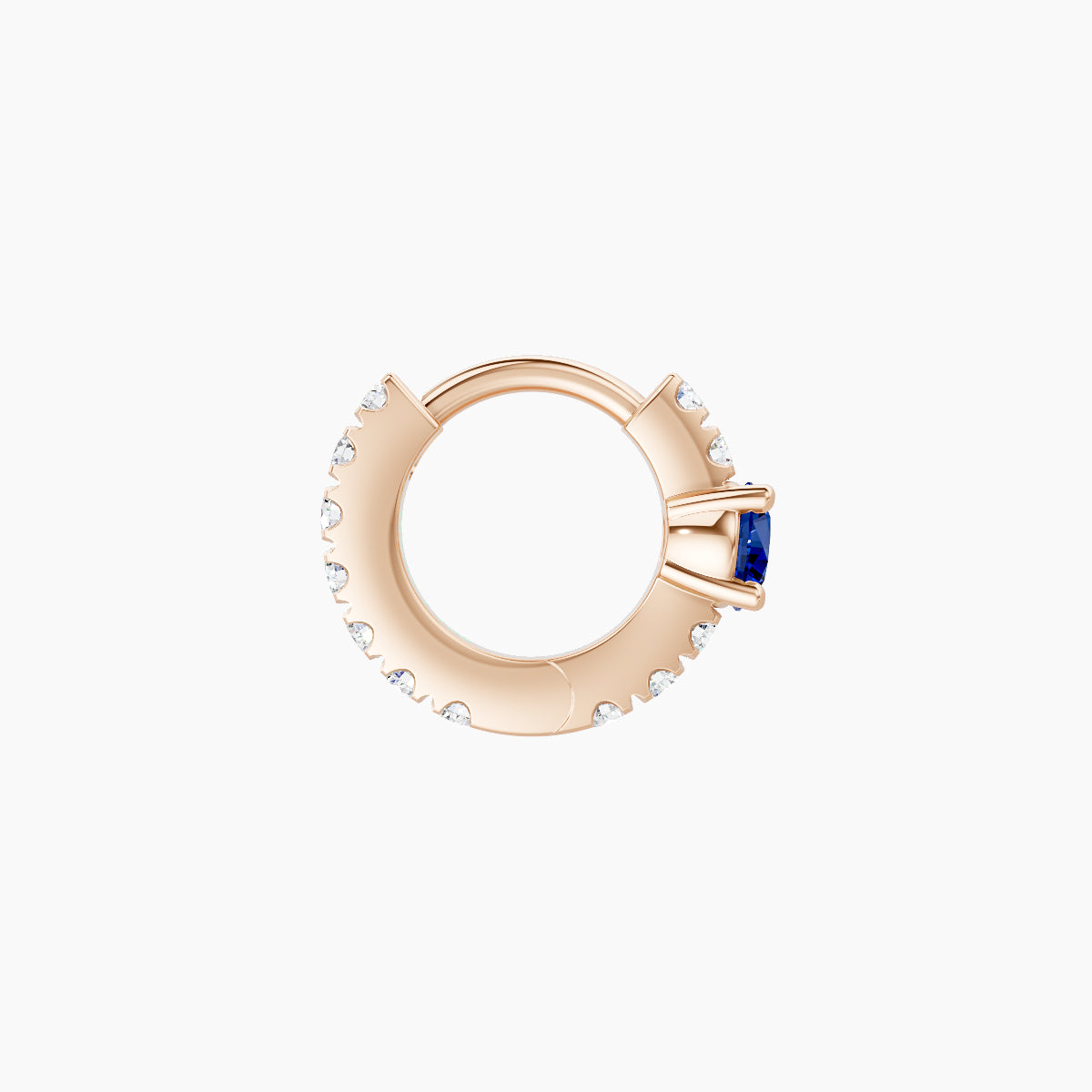 Inanna | 18k Rose Gold 5 mm Round Sapphire & Diamond Hoop Piercing