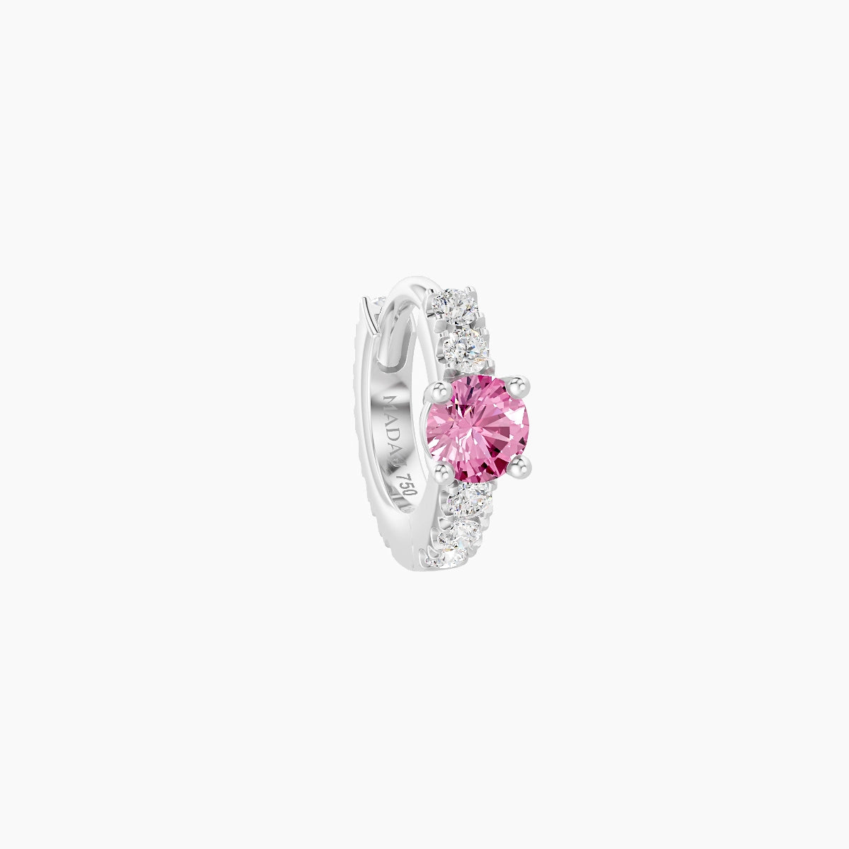 Inanna | 18k White Gold 5 mm Round Pink Sapphire & Diamond Hoop Piercing