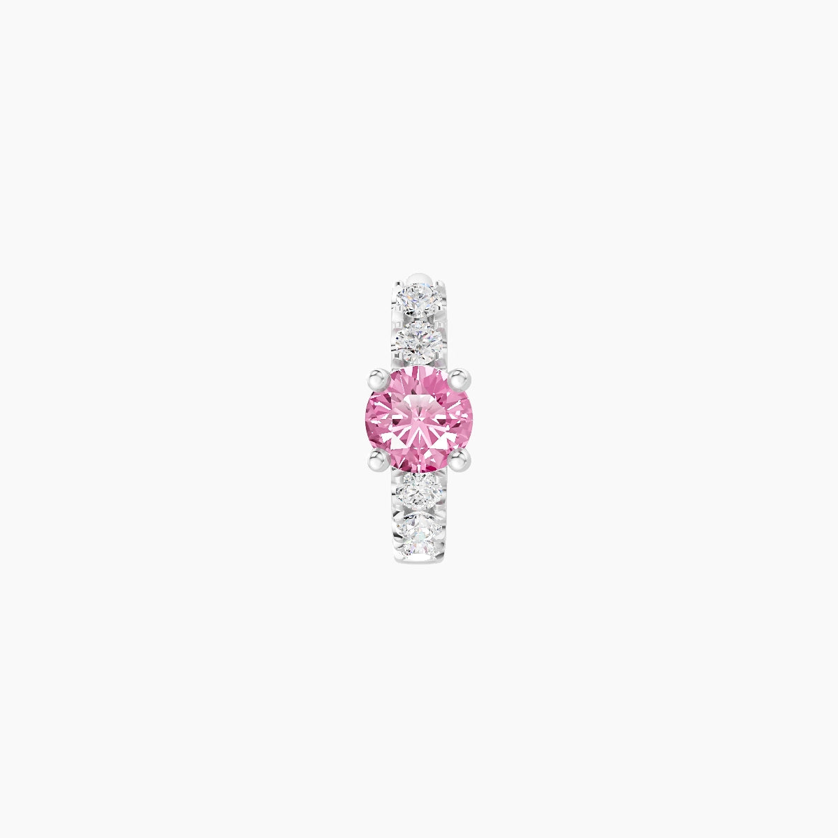 Inanna | 18k White Gold 5 mm Round Pink Sapphire & Diamond Hoop Piercing