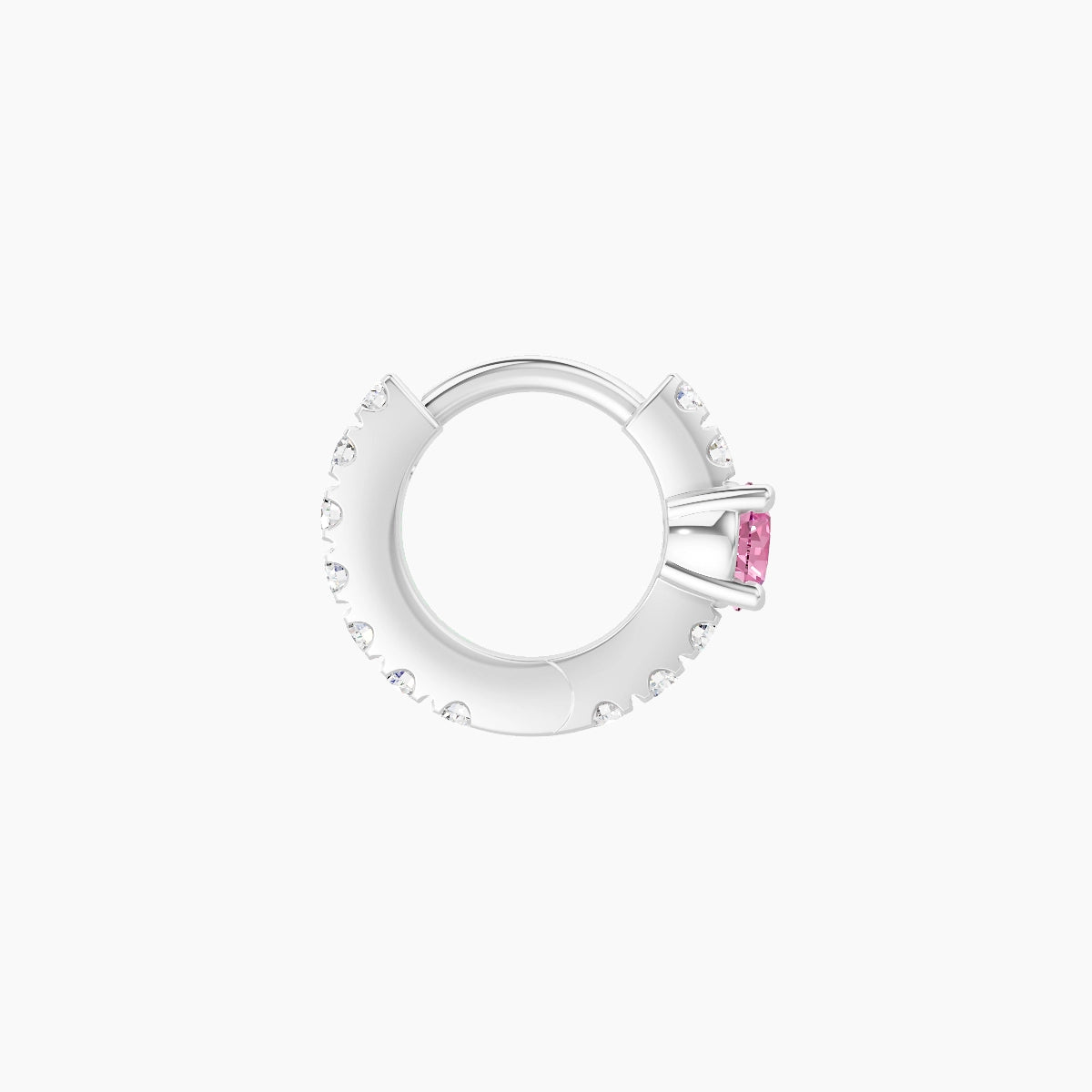 Inanna | 18k White Gold 5 mm Round Pink Sapphire & Diamond Hoop Piercing