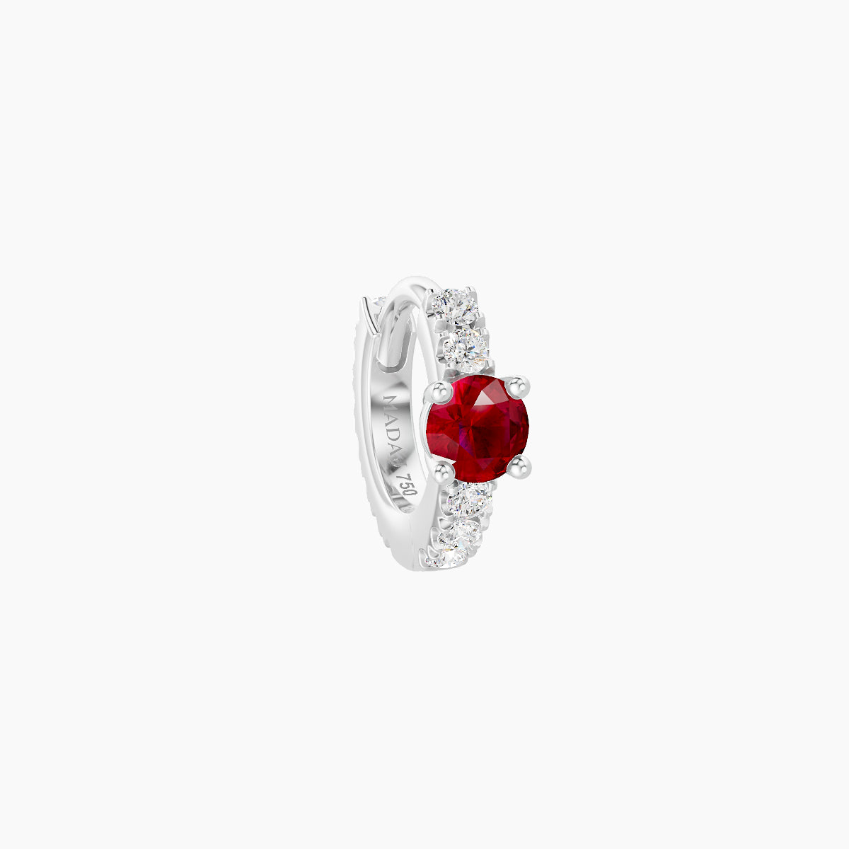 Inanna | 18k White Gold 5 mm Round Ruby & Diamond Hoop Piercing