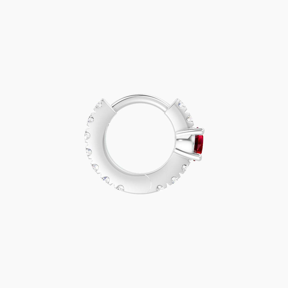 Inanna | 18k White Gold 5 mm Round Ruby & Diamond Hoop Piercing