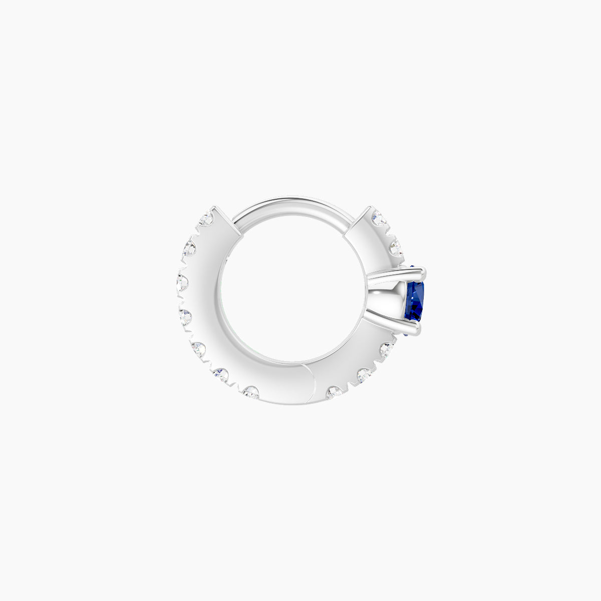 Inanna | 18k White Gold 5 mm Round Sapphire & Diamond Hoop Piercing