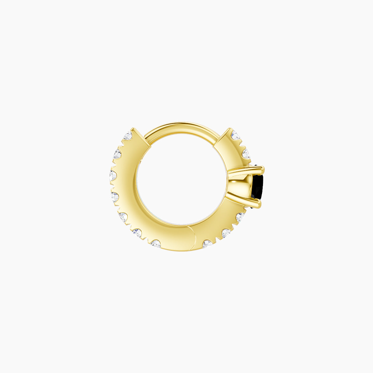 Inanna | 18k Yellow Gold 5 mm Round Black Diamond & Diamond Hoop Piercing