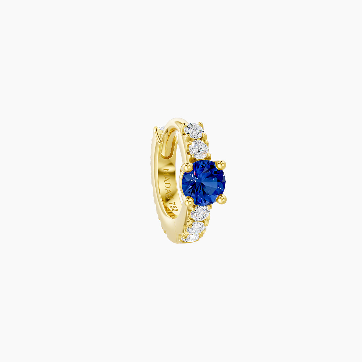 Inanna | 18k Yellow Gold 5 mm Round Sapphire & Diamond Hoop Piercing